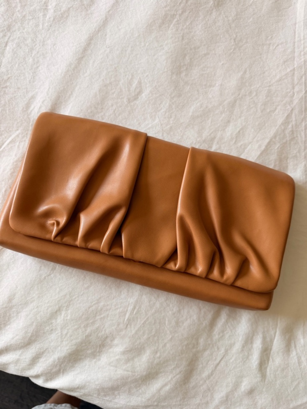 Express Cognac Pleated Clutch